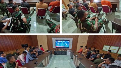 Prajurit Kodim 1412/Kolaka Nonton Bareng Upacara Gelar Pasukan Operasional dan Kehormatan Militer
